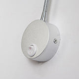 LED Wall Lamps With Knob Switch 5W AC90-260V Silver Bedroom Bedside Reading Light Direction Adjustable Indoor Lighting