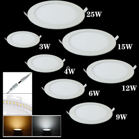 LED Downlight 4W 6W 9W 12W 15W 25W Square/Round Ultrathin SMD 2835 Power Driver Ceiling Panel Lights Cool/Natural/Warm White