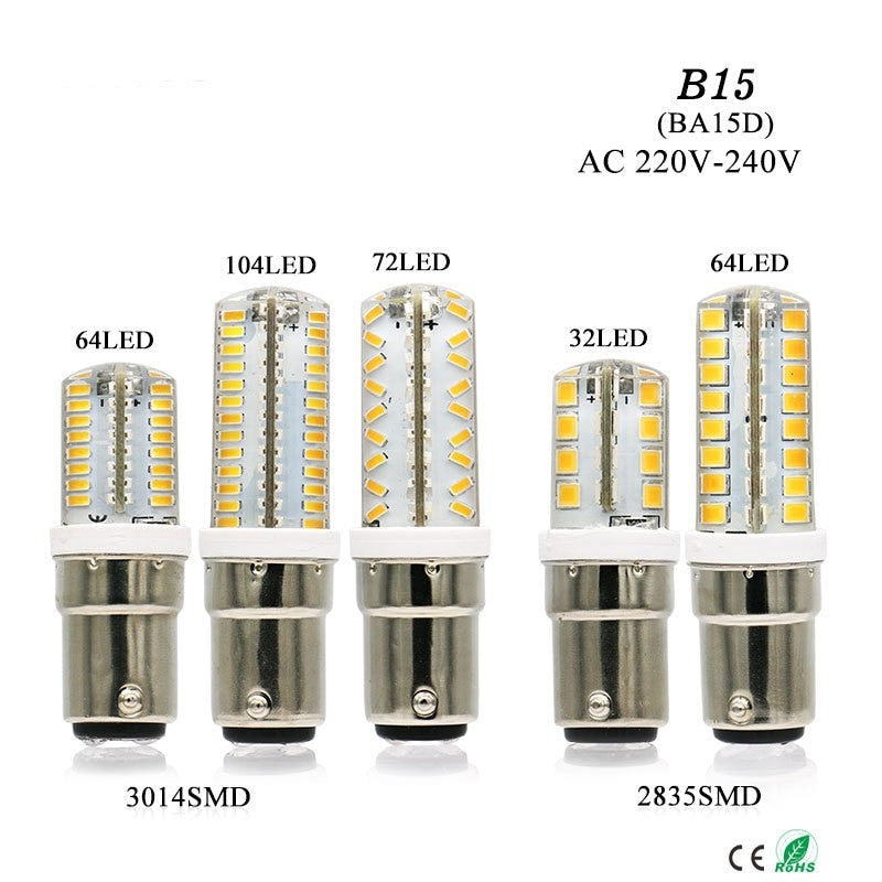 LED Lights B15 BA15D Led Bulb Lamp 220v 230v 240v Mini Lamp 3014 2835 SMD Silicone LED Corn Lamp Bulb Replace Home Lights