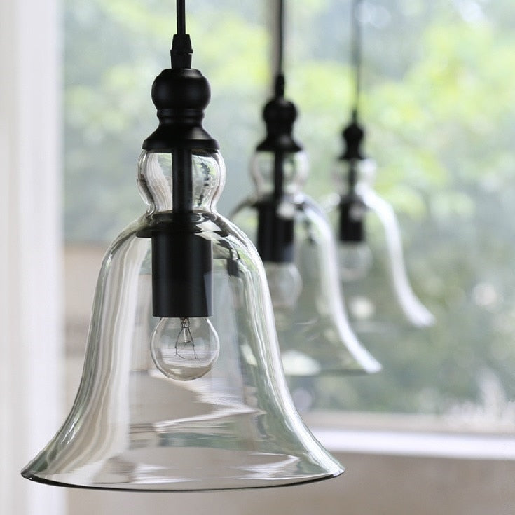 Retro Vintage Industrial Style Bell Shape Glass Pendant Ceiling Lamp Light Bedroom Living Room E27 Home Restaurant Cafe