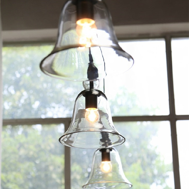 Retro Vintage Industrial Style Bell Shape Glass Pendant Ceiling Lamp Light Bedroom Living Room E27 Home Restaurant Cafe