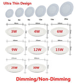 LED Downlight 3W-25W Warm White/Natural White/Cold White LED ceiling recessed grid downlight / slim round panel light + drive