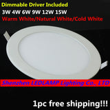 Dimmable LED Downlight Ceiling Panel Light with driver AC110V/220V 3W/4W/6W/9W/12W/15W Recessed LED Ceiling Down Light