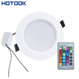 LED Downlight AC85-265V Color Changing Recessed 3W 5W 10W RGB Panel Light Bulb Lamp With Remote Control for Hallway Wall Lights