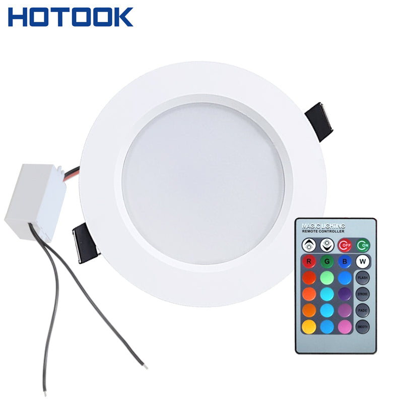 LED Downlight AC85-265V Color Changing Recessed 3W 5W 10W RGB Panel Light Bulb Lamp With Remote Control for Hallway Wall Lights