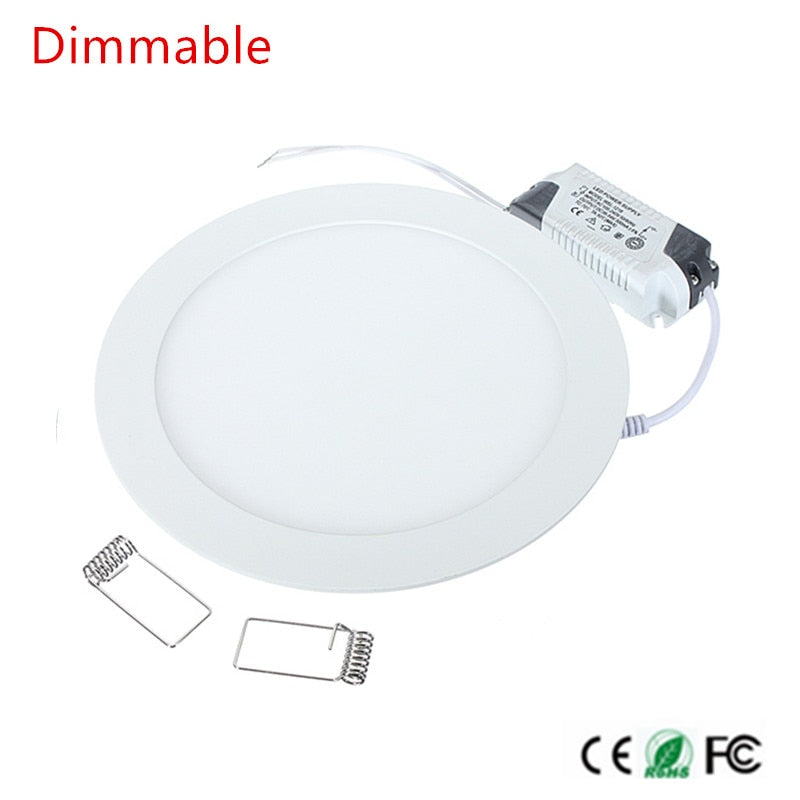 LED Downlight 4W 6W 9W 12W 15W 25W Round Ultrathin SMD 2835 Power Driver Ceiling Panel Lights Cool/Natural/Warm White Dimmable