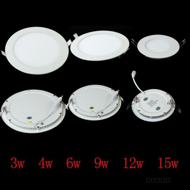 Dimmable Ultra thin 3W/4W/6W/9W/12W/15W/25W LED Ceiling Recessed Grid Downlight / Slim Round Panel Light + driver