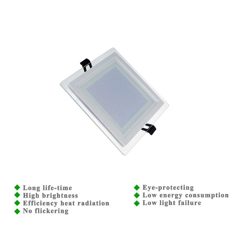 Dimmable LED Panel Downlight Square Glass Panel Lights High Brightness Ceiling Recessed Lamps For Home SMD5730 AC110V AC220V