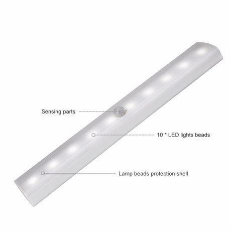 10 LED Wireless PIR Motion Sensor Light Intelligent Portable Infrared Induction Lamp Night Lights for Cabinet Closet Use 4*AAA - LED Lights For Sale : Affordable LED Solutions : Wholesale Prices