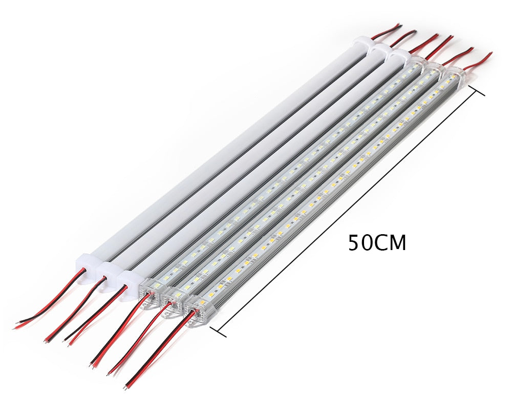 10pcs*50cm DC12V 5730 LED Hard Strip LED Bar Light 5730 5630 with U Aluminum shell +pc cover