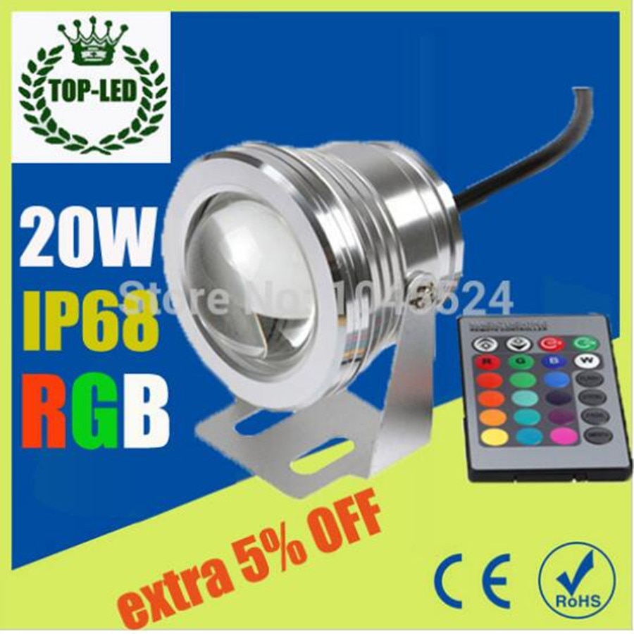 20W 12v underwater RGB Led Light Waterproof IP68 fountain pool Lamp Lights16 color change + Remote controller Led Spot Lights