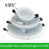 Dimmable LED Panel Light Round Glass Panel Downlight 6W 12W 18W Ceiling Recessed Lights SMD 5630 LED Panel Lamps AC85-265V