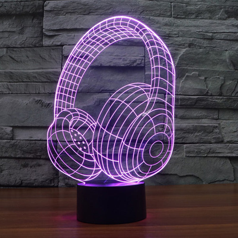 3D Illusion Led DJ Headphone Lamp RGB