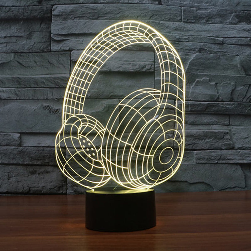 3D Illusion Led DJ Headphone Lamp RGB