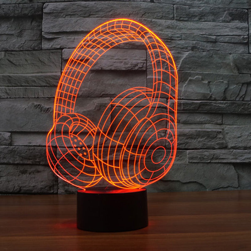 3D Illusion Led DJ Headphone Lamp RGB