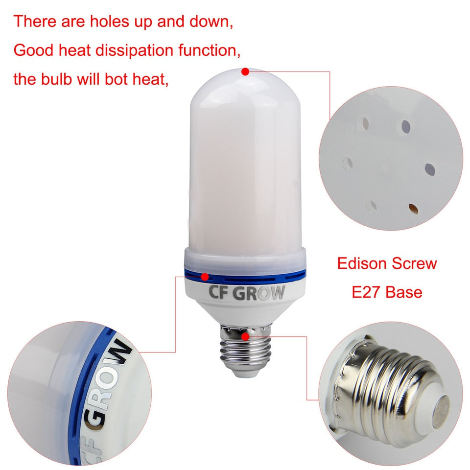 E26 E27 LED Flame Effect Fire Light Bulb SMD2835 Flickering Emulation 1&amp;4 Modes LED Flame Lamp E14 1200K~1400K AC85V~265V