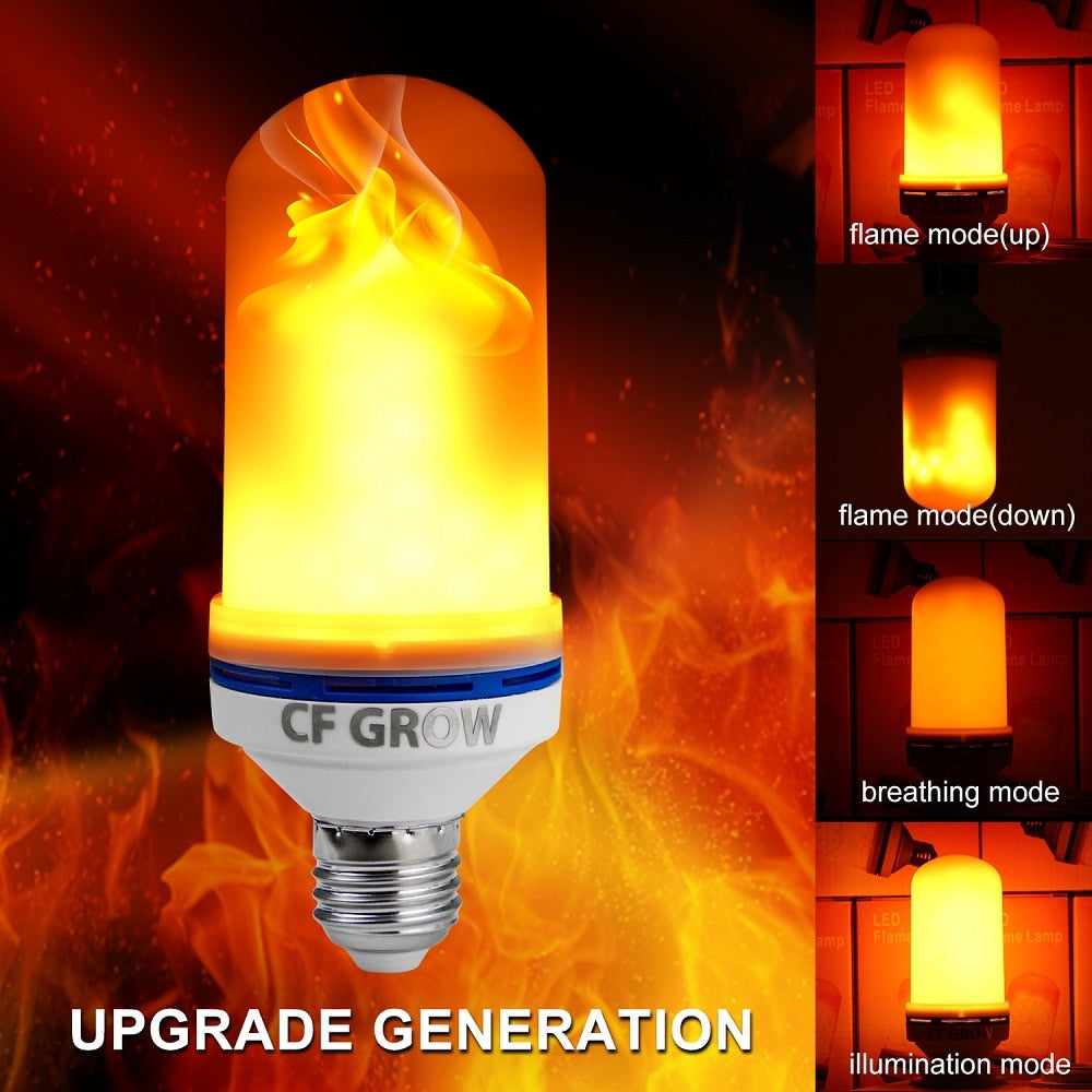 E26 E27 LED Flame Effect Fire Light Bulb SMD2835 Flickering Emulation 1&amp;4 Modes LED Flame Lamp E14 1200K~1400K AC85V~265V