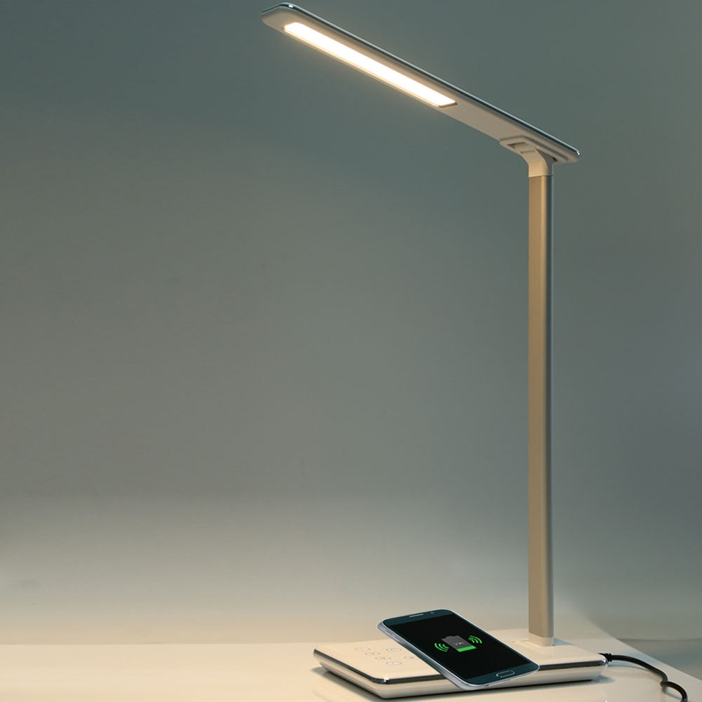 New LED Desk Lamp Table Lamp Folding 4 Light Color Temperature Book Light with Wireless Desktop Charger USB Output Bottom Foam