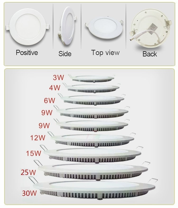 3W-25W LED Slim Round Panel Light / Ceiling Recessed Grid Downlight