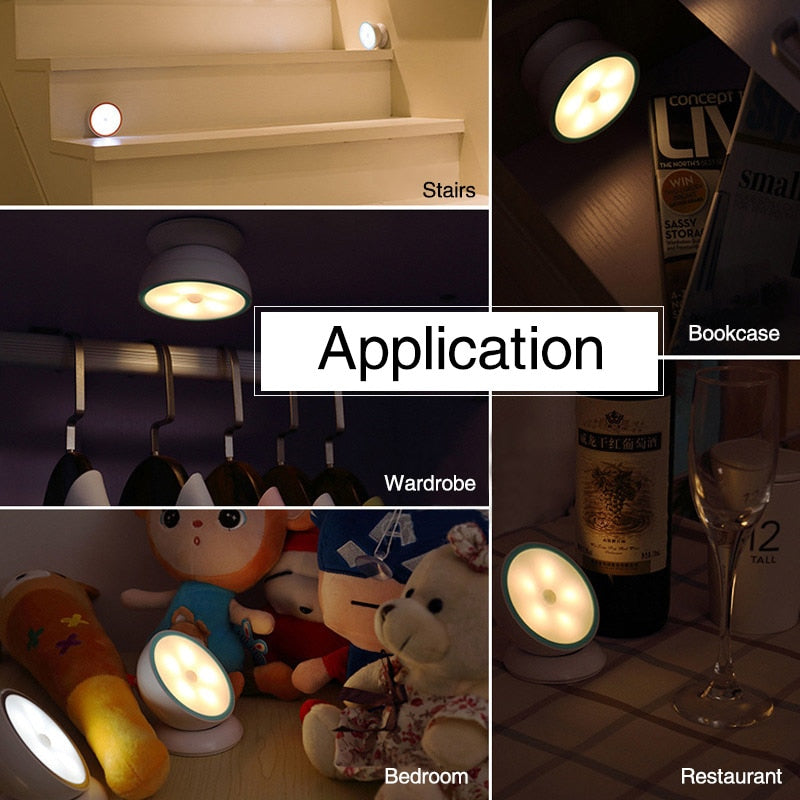 USB Rechargeable Motion Sensor Activated Wall Light Night Light Induction Lamp For Closet Corridor Cabinet