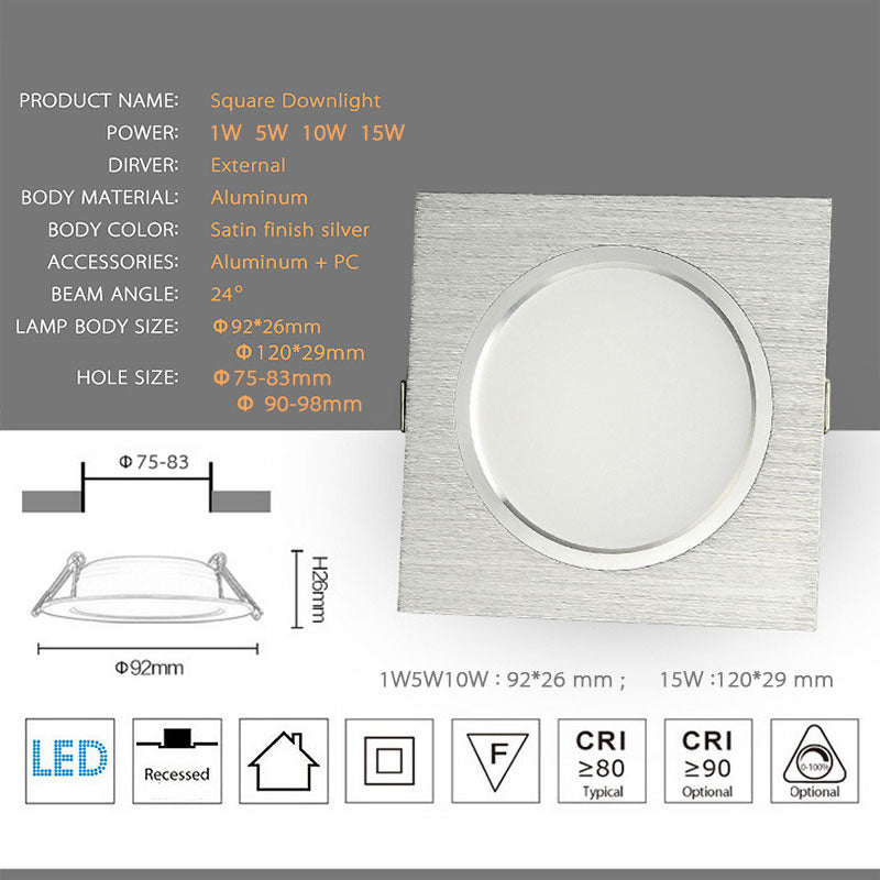 LED Ceiling Lamp 10PCS/Lot satin silver Cold/Warm White Epistar Recessed Cabinet light Downlight AC 230V 110V For Home Lighting
