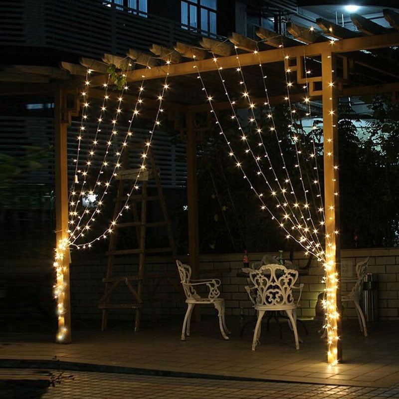 LED Home Outdoor Holiday Christmas Decorative Wedding x-mas String Fairy Curtain Garlands Strip Party Lights