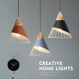 Slope lamps Pendant Lights Wood And Aluminum Restaurant Bar Coffee Dining Room LED Hanging Light Fixture