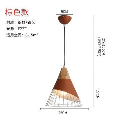 Slope lamps Pendant Lights Wood And Aluminum Restaurant Bar Coffee Dining Room LED Hanging Light Fixture