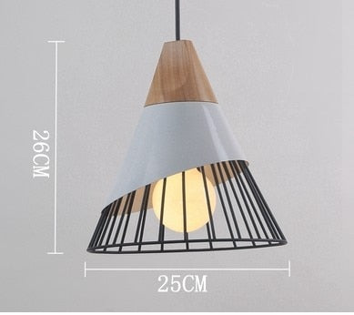 Slope lamps Pendant Lights Wood And Aluminum Restaurant Bar Coffee Dining Room LED Hanging Light Fixture