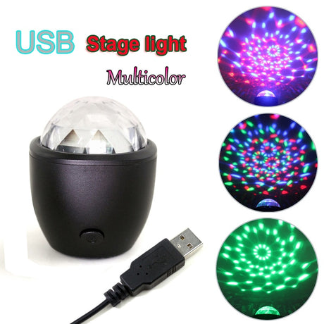 Mini Stage Light 3W USB Powered Sound Activated Multicolor Disco Ball