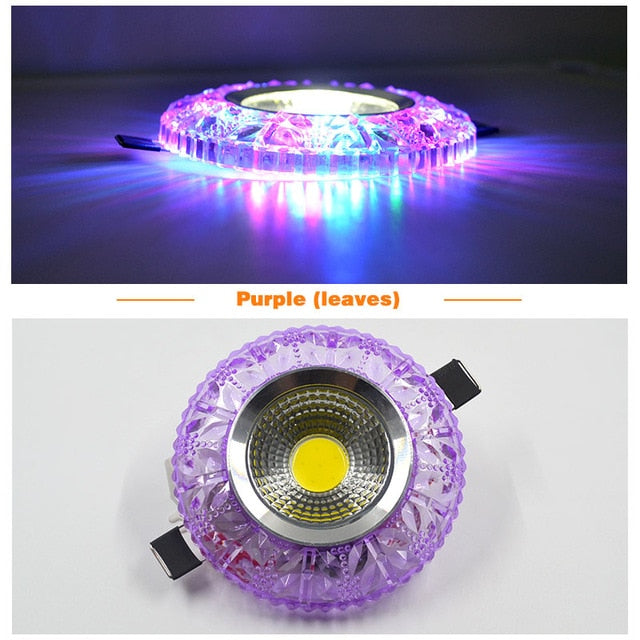 COB LED Downlight Colorful Panel Light RGB 3W 110V 220V Recessed Lamp Fixture For Halogen Lamp Decoration Purple Spot light