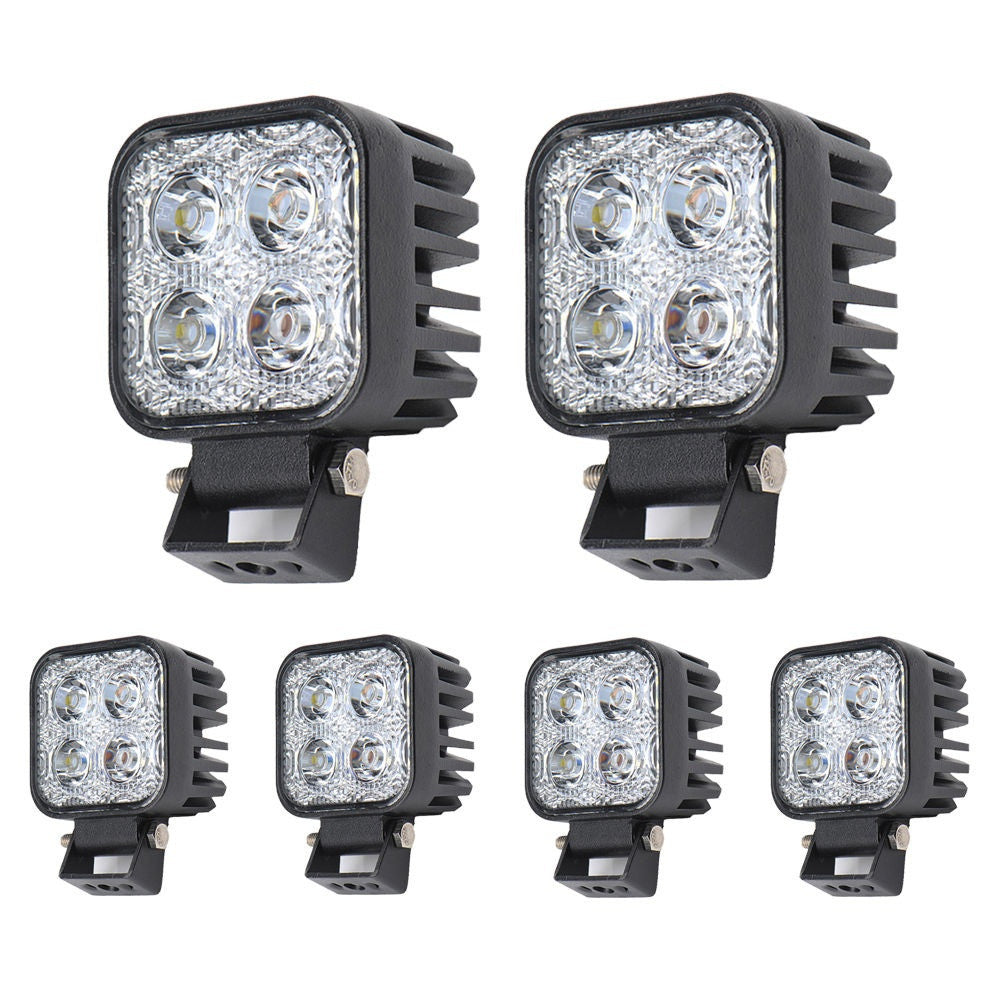 6X 12W LED Work Lights Up Close Jeep SUV 12V/24V Headlight Off Road/Flood Lamp