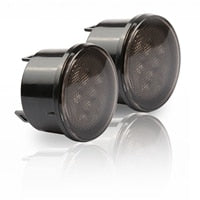 Combo for 2007-2015 Jeep Wrangler Smoke Lens Amber LED Front Turn Signal Light + Fender Side Marker Parking Lamp