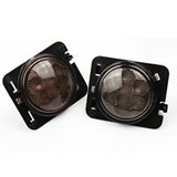Combo for 2007-2015 Jeep Wrangler Smoke Lens Amber LED Front Turn Signal Light + Fender Side Marker Parking Lamp