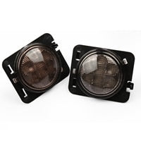 Combo for 2007-2015 Jeep Wrangler Smoke Lens Amber LED Front Turn Signal Light + Fender Side Marker Parking Lamp
