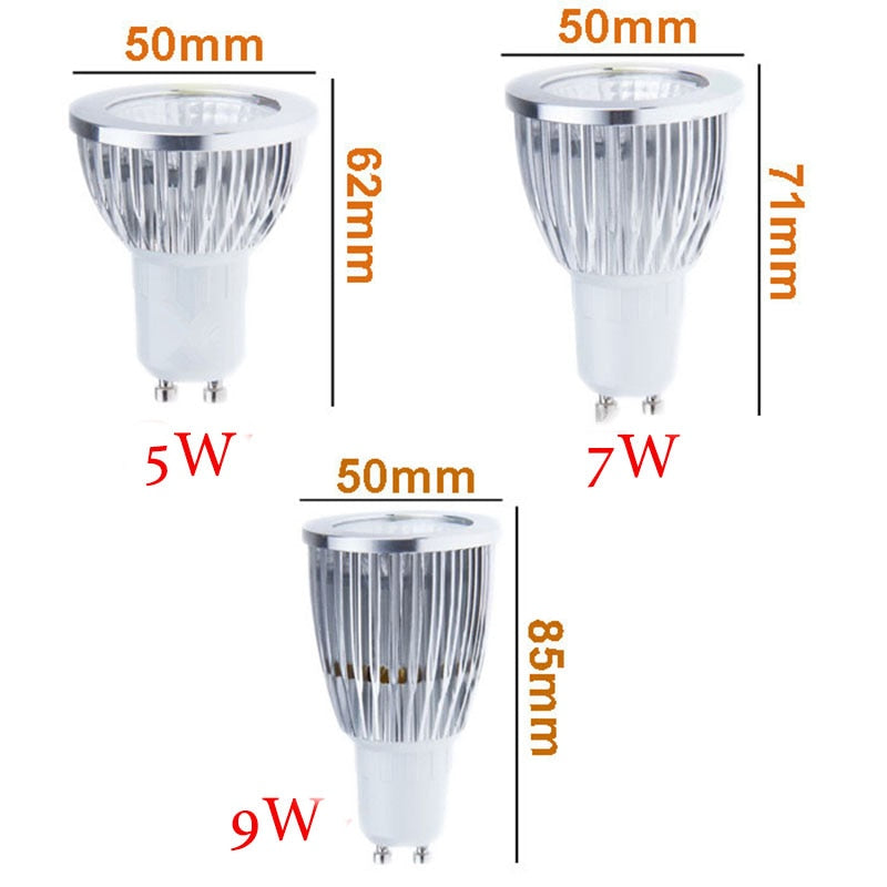 Dimmable LED Downlight 5W 7W 9W Spot LED bulbs GU10 base cob LED Spot Recessed down lights for living room 110v 220v fixture