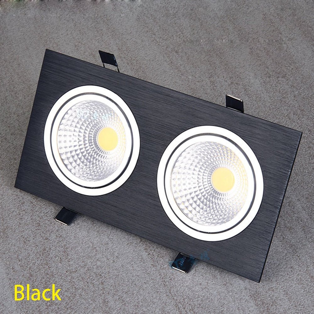 Square Bright Recessed Double LED Dimmable Square Downlight COB 14W 20W LED Spot light decoration Ceiling Lamp AC 110V 220V