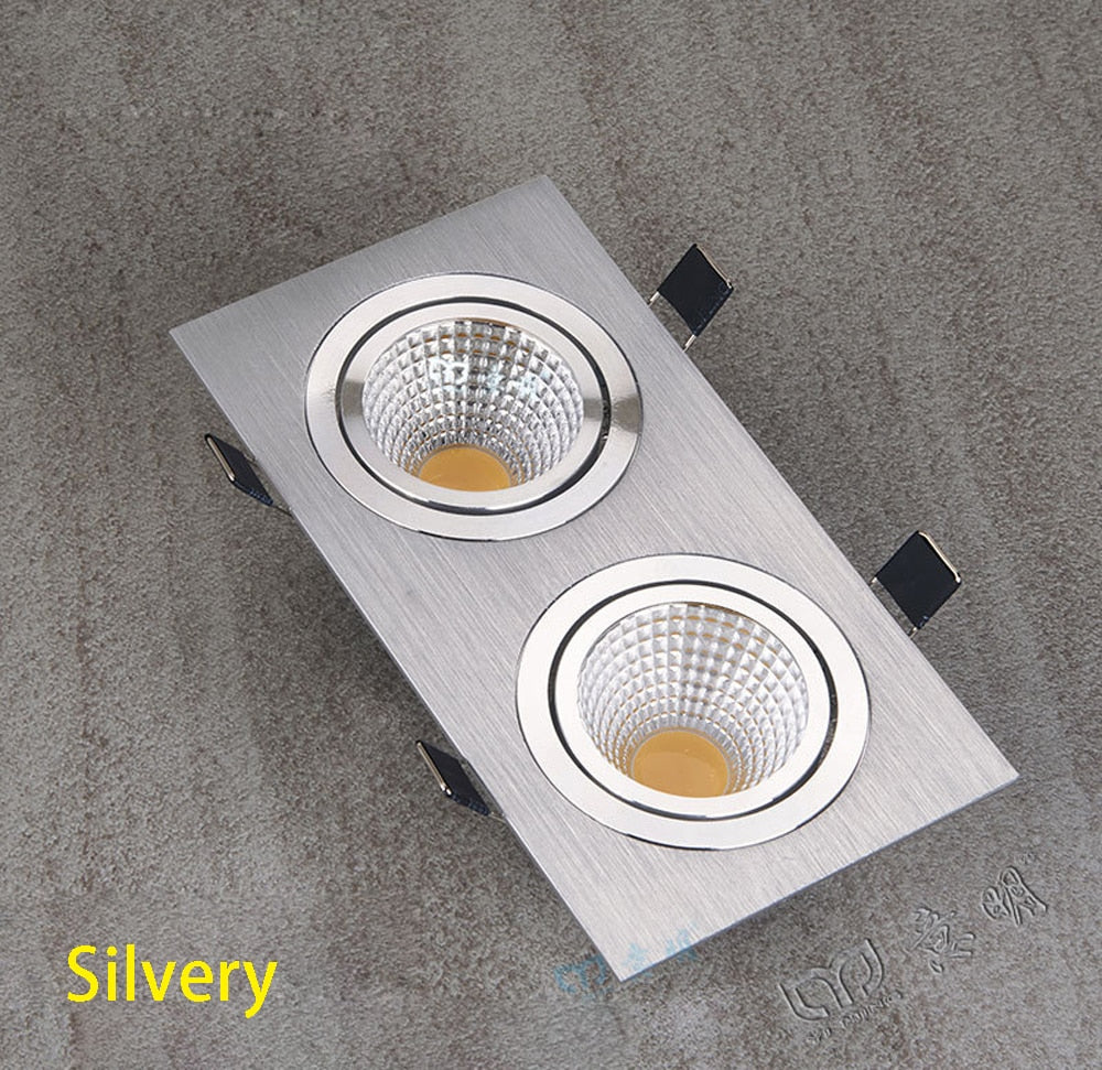 Square Bright Recessed Double LED Dimmable Square Downlight COB 14W 20W LED Spot light decoration Ceiling Lamp AC 110V 220V