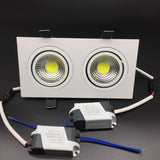 Square Bright Recessed Double LED Dimmable Square Downlight COB 14W 20W LED Spot light decoration Ceiling Lamp AC 110V 220V