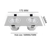 Square Bright Recessed Double LED Dimmable Square Downlight COB 14W 20W LED Spot light decoration Ceiling Lamp AC 110V 220V