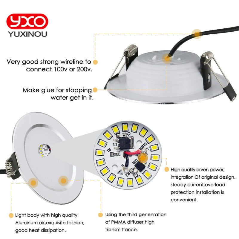 Hot Sale 5W 7W 9W Waterproof LED Downlight Dimmable Warm White Cold White 3 Color Recessed LED Lamp Spot Light AC85-265V