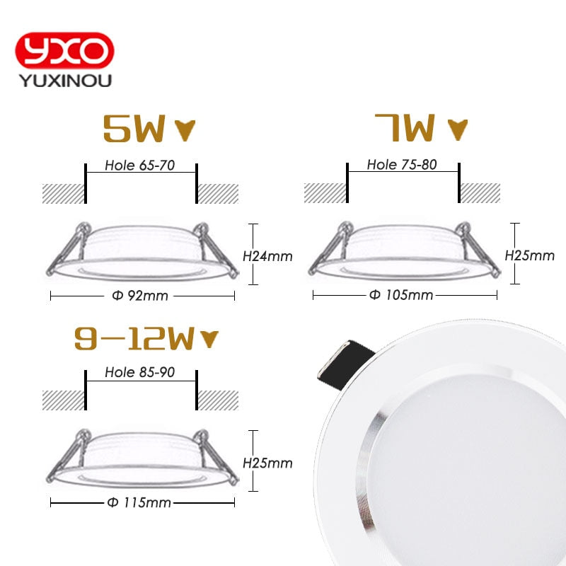 Dimmable Driverless Waterproof LED Ceiling Downlights Light 1pcs 5w 7w 9w 12w 15w 110V 220V LED Downlight Lamp for Home/Outdoor