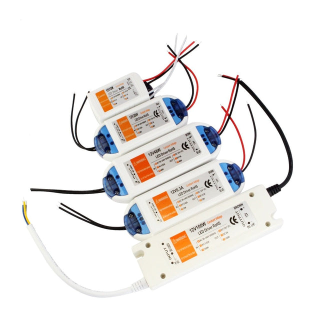 Power Supply 12V LED Driver 18W 28W 48W 72W 100W AC 110V 220V to 12V DC Lighting Transformer Adapter for LED Strip CCTV