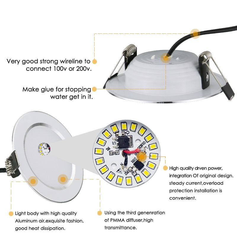 Waterproof LED Downlight 5w 7w 9w 12w 15w 18w 30w LED Recessed Ceiling Down light led cob Spot Light Dimmable LED Downlight