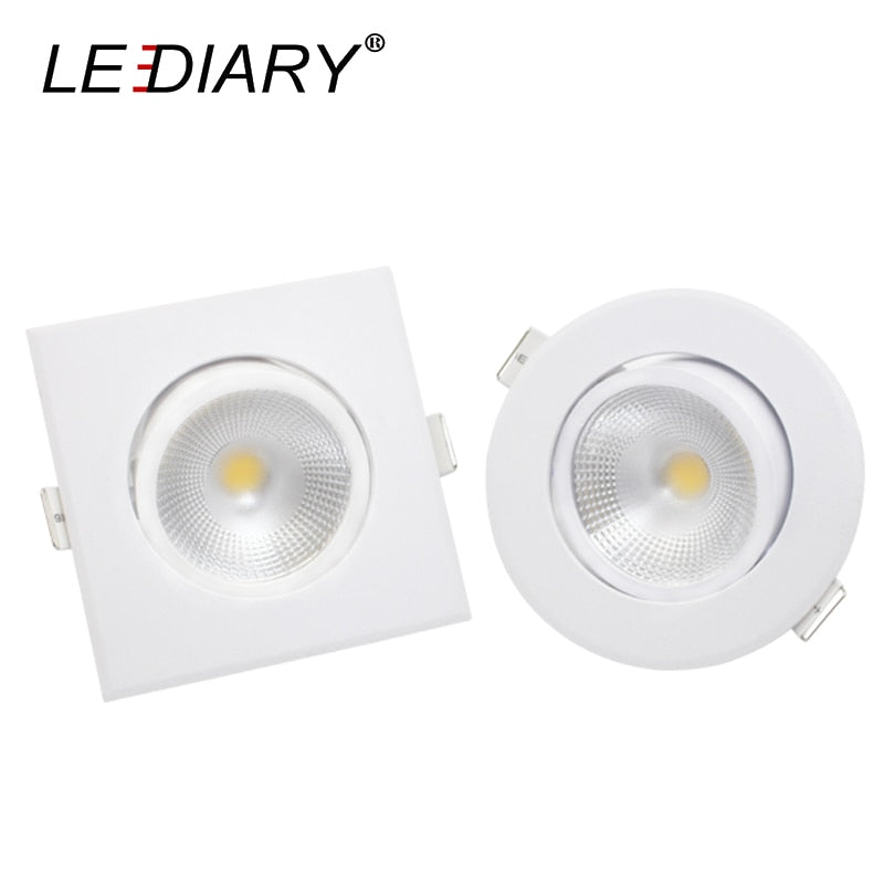 LEDIARY Super Bright LED Downlights Round/Square 75mm Cut Hole Recessed COB Real 5W Angle Adjustable 100-240V Ceiling Spot Lamp