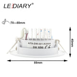 LEDIARY Super Bright LED Downlights Round/Square 75mm Cut Hole Recessed COB Real 5W Angle Adjustable 100-240V Ceiling Spot Lamp