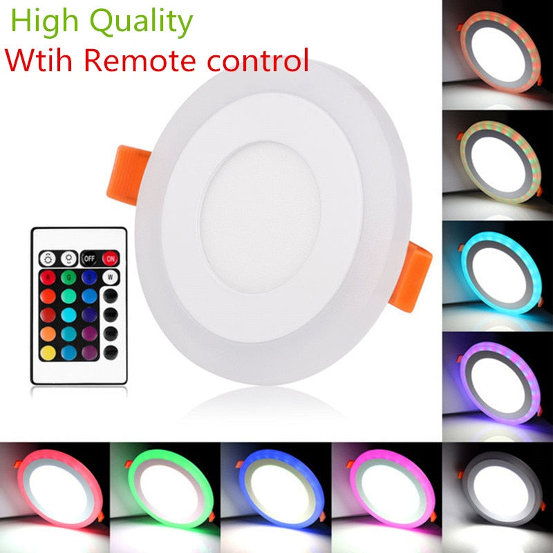 Double color RGB 3 Models LED Panel Light with Remote Control 6w/9w/16w/24W AC85-265V Recessed LED Ceiling downlight Panel Lamps