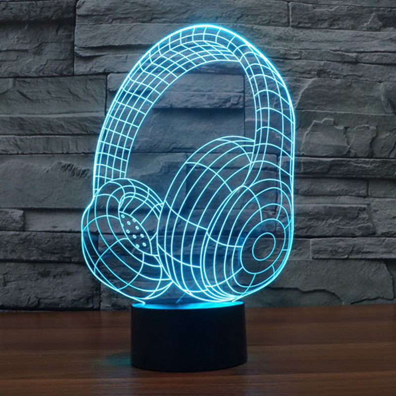 3D Illusion Led DJ Headphone Lamp RGB