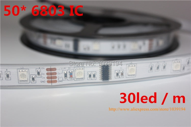 5050 magic dream color changing digital led strip light 150leds individually addressable 6803 IC DC12V sleeving waterproof IP67