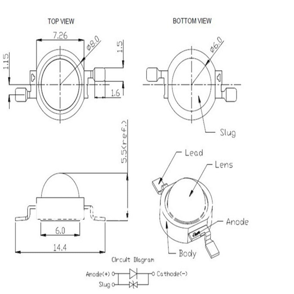 1W 3W High Power LED Light-Emitting Diode LEDs Chip SMD Warm White Red Green Blue Yellow For Spot Light Downlight Lamp Bulb